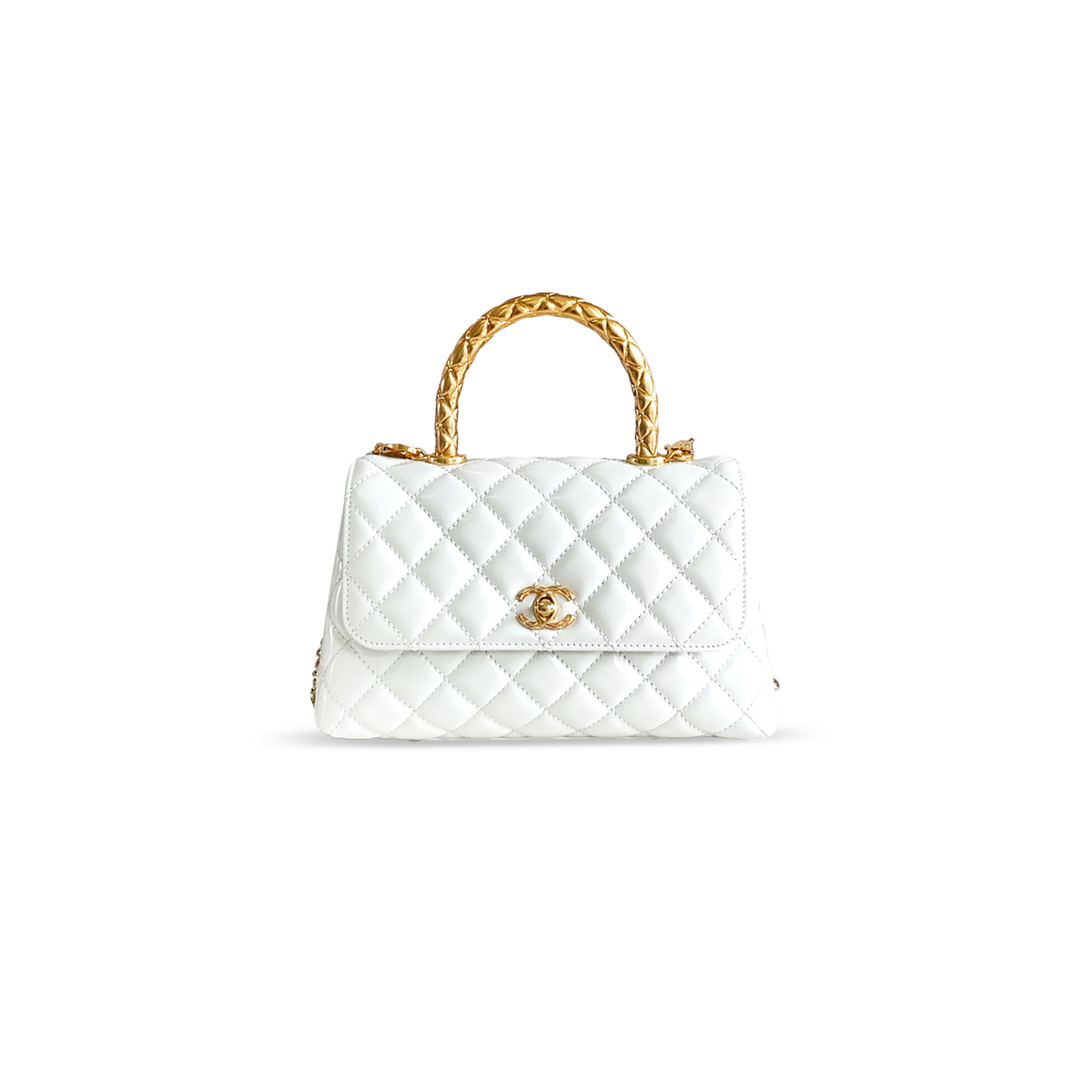 Ch*el 24a calfskin quilted top handle flap bag 282651 (23*14*8cm)